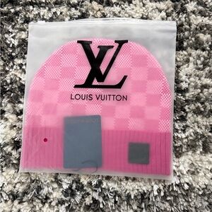 Louis Vuitton Pink Checkered Beanie
